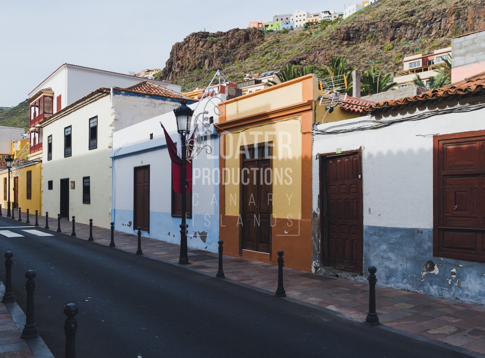 Historical buildings. Casa Colon is the light yellow house.